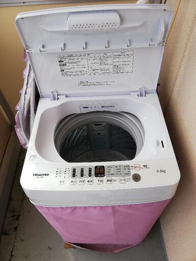 美品　ハイセンス洗濯機5.5kg　2022年製　HW-E5504