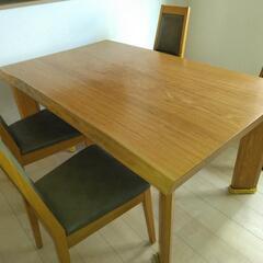 高級無垢材テーブルと　椅子4客セット