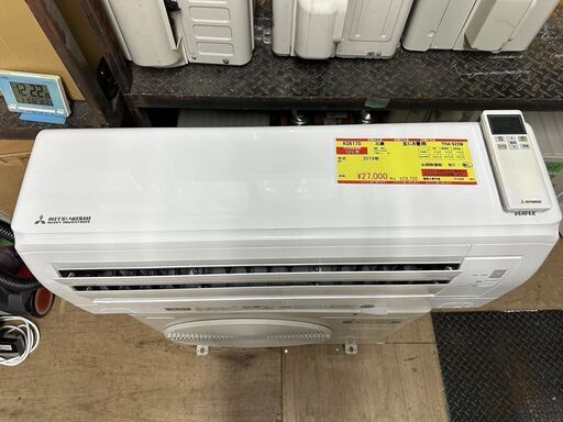K05169　三菱　2019年製　中古エアコン　主に6畳用　冷房能力　2.2KW ／ 暖房能力　2.5KW