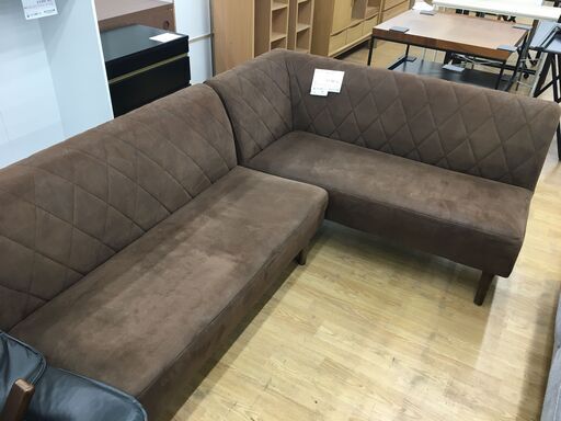 ★ジモティ割あり★  カウチソファ 茶　ﾌﾞﾗｳﾝ W185×D138.　D65×H70 クリーニング済み SJ5243