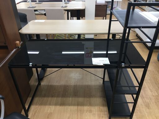 ★ジモティ割あり★  収納付きデスク 黒　ブラック W120×D56×H73 クリーニング済み SJ5244