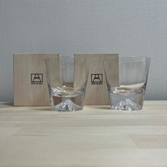 田島硝子　富士山ロックグラス　2個セット　桐箱付