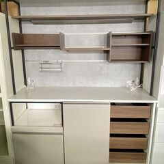 綾野製作所/ayano キッチンボード キーノート ハイタイプ オープン 幅160 ソフトクローズ アイアンフレーム 中古家具 店頭引取歓迎 R8011