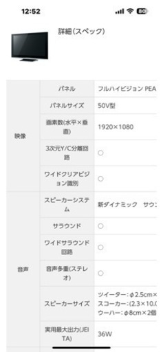 50型テレビ(ドタキャンばかりなのでまだお取引可能です)