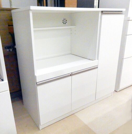 ニトリ レンジ台(フォルムN RE9090 WH) ホワイト 鏡面タイプ 幅90cm 札幌市清田区