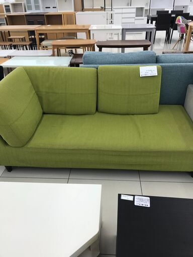 ★ジモティ割あり★  2人掛けソファ イエローグリーン H72×D80×W176 クリーニング済み HJ2457