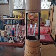  年代物 茶道具 竹製 花器 二重切 花入れ 