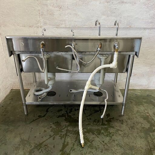 Maruzen】 マルゼン 2槽シンク 蛇口4つ ステンレス 業務用 流し台