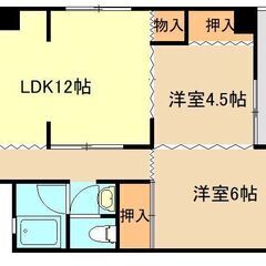 1階角部屋　2LDK  上下水道料金無料