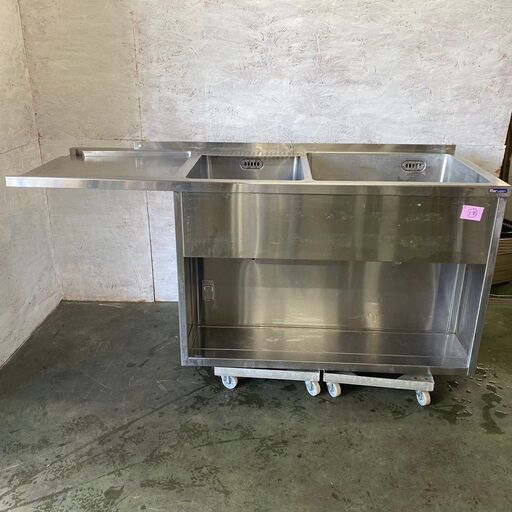 【Maruzen】 マルゼン ステンレス 2槽シンク ソイルドシンク 作業台 バックガードあり 棚 厨房用品 業務用 W1820×D650×H850mm ⑱