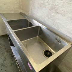 【Maruzen】 マルゼン ステンレス 2槽シンク ソイルドシンク 作業台 バックガードあり 棚 厨房用品 業務用 W1820×D650×H850mm ⑱