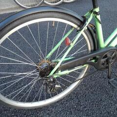 中古自転車2962 前後タイヤ新品！ 27インチ 6段ギヤ LEDオート