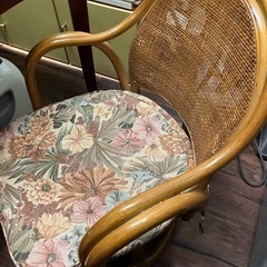 籐 ラタン 座椅子 回転座椅子 籐製 アンティーク 昭和 レトロ