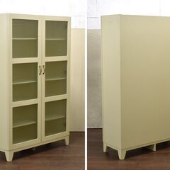 【ヤ取終了10/28】≪yt1198ジ≫ 希少 unico/ウニコ U-CUBE ダブルキャビネット 幅100cm 2枚扉/ガラス戸 おしゃれ/ノスタルジック 60310-01