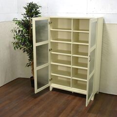 【ヤ取終了10/28】≪yt1198ジ≫ 希少 unico/ウニコ U-CUBE ダブルキャビネット 幅100cm 2枚扉/ガラス戸 おしゃれ/ノスタルジック 60310-01