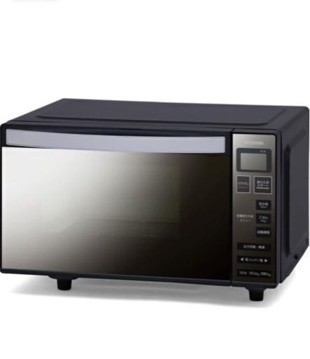 福岡市内配送無料　未使用　アイリスオーヤマ ミラーガラス 電子レンジ 18L フラットテーブル ヘルツフリー 全国対応 自動メニュー ブラック モデル IMB-FM1805-B