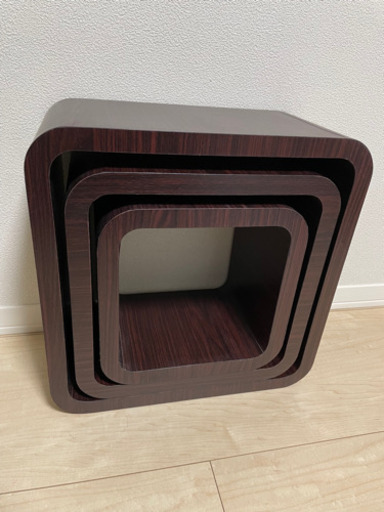 木製 キューブ オープンラック 大中小 3個セット ミッドセンチュリー