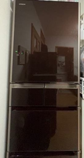 470L 日立 省エネ冷蔵庫 左開き R-S4700EL 2015年製 ブラウン クリスタルドア 鏡面仕上げ HITACHI