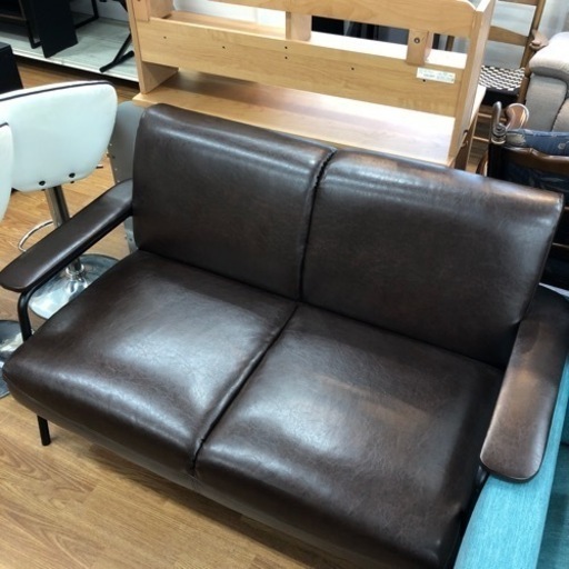 2人掛けソファー　フェイクレザー　ダークブラウン　売ります！