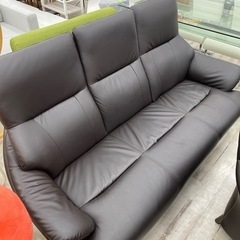 ダークブラウン レザー 3人掛けソファ 3人掛けソファー ブラウン 総革