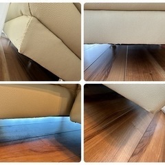 カウチソファー 本革 3人掛け アイボリー レザー 高級 大型ワイド