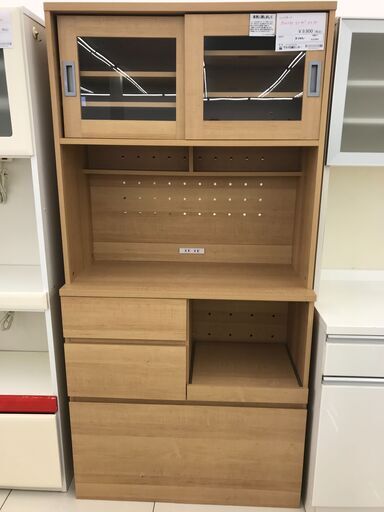 ★ジモティ割あり★  レンジボード ナチュラルブラウン H182×D40.5×W90 クリーニング済み HJ2464