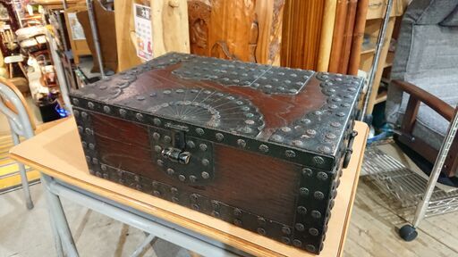 重厚｜欅製｜鋲打ち｜鉄金具｜千両箱｜銭函①