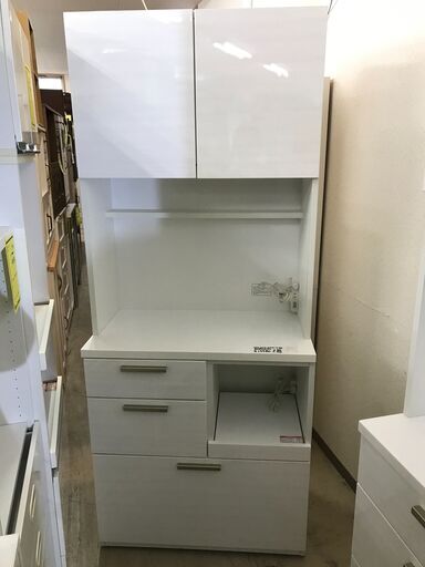 ニトリ キッチンボード ソレ‐ル80 幅80cm レンジボード 食器棚 システムキッチンボード ホワイト系 おしゃれ 大型家具 収納キッチン クリーニング済 堺市 石津【ジャングルジャングルサカイ石津店