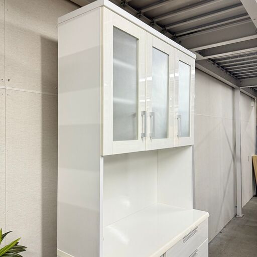 W 16269 NITORI 3枚ガラス扉キッチンボード 食器棚 ◇大阪市内・東大阪