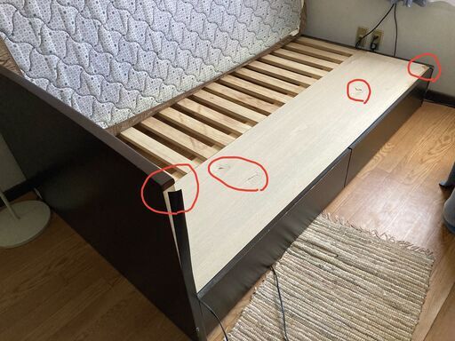 [値下げしました！]収納付きシングルベット（写真のマットレス付き）