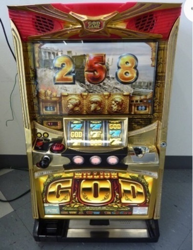 パチスロ実機 ミリオンゴッド 神々の系譜 スロット実機 コイン不要機付き ドアキー/設定キー