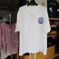 新品綿100％オーバーショルダーTシャツ白2XL三角目柄