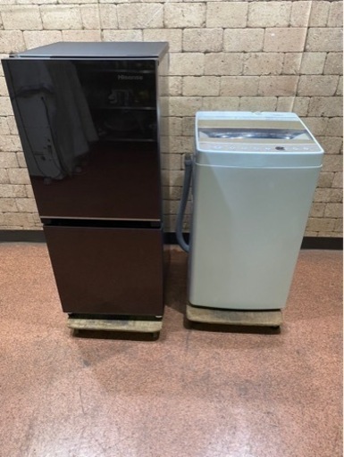 『今だけお値引き中』引取り可 美品 2020製冷蔵庫 洗濯機セット Hisense HR-G13B-BR 137L Haier JW-C55D 5.5Kg  一人暮らし 単身赴任 高年式 近所配送可