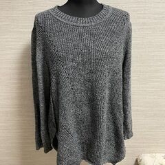 セーター　グレー系　日本製　チュニック風　フリーサイズ
