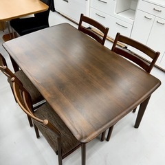 2号店1周年記念セール‼️【超美品‼️】定価109,990円♪ ニトリ 135cm幅4人掛けダイニングテーブルセット(Nコレクション) 木製ダークブラウン♪