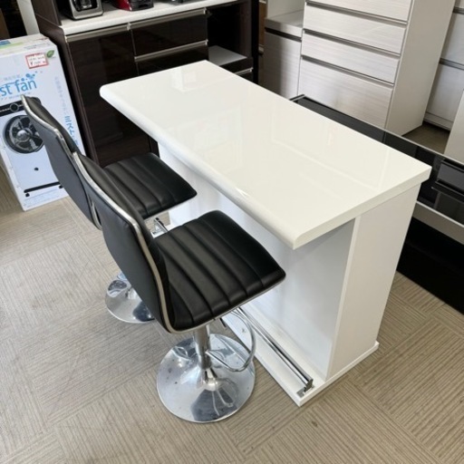 【美品‼️】定価72,970円♪ 現行モデル ニトリ 120cm幅バーカウンター(パース2) カウンターチェア2脚 ブラック セット♪