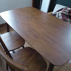 ダイニングセット 木製 テーブル 135cm 椅子x2  【17...