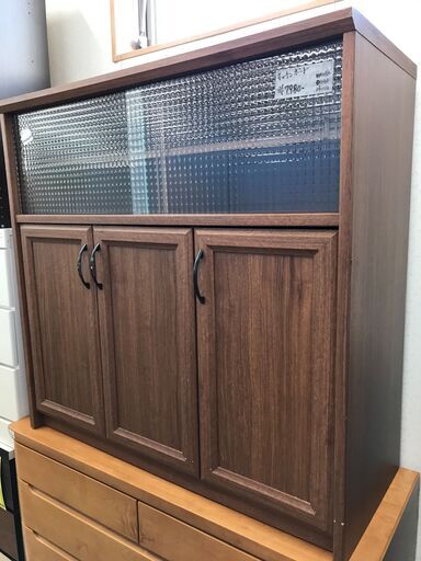 ユーアイ  コチーナ キッチンカウンター  幅105cm 木目  レンジボード 食器棚 システムキッチンボード レンジ台 北欧調 大容量 おしゃれ 収納キッチン ブラウン 茶 クリーニング済 堺市 石津【ジャングルジャングルサカイ石津店】