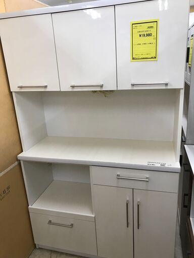 値下げしました！土井インテリア キッチンボード   幅116cm レンジボード 食器棚 システムキッチンボード ホワイト系 おしゃれ 大型家具 収納キッチン クリーニング済 堺市 石津【ジャングルジャングルサカイ石津店