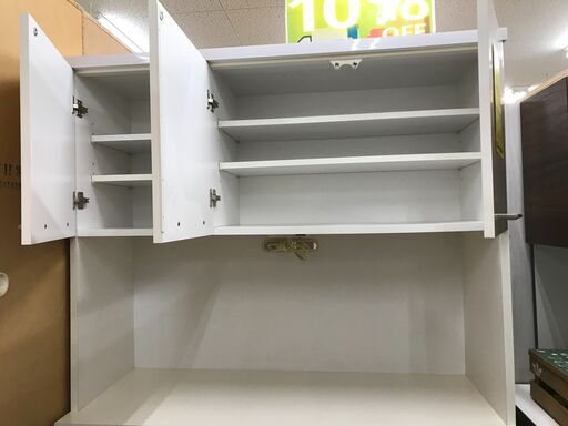 値下げしました！土井インテリア キッチンボード   幅116cm レンジボード 食器棚 システムキッチンボード ホワイト系 おしゃれ 大型家具 収納キッチン クリーニング済 堺市 石津【ジャングルジャングルサカイ石津店 値下げしました！土井インテリア キッチンボード 幅116cm レンジボード