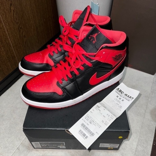 1000円オフ中 使用3回 美品 NIKE AIR JORDAN1 MID Bred Toe 28.5cm ナイキ エアジョーダン1ミッド ブレッドトゥ メンズスニーカー