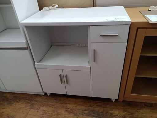 ★ジモティ割あり★  レンジ台 ホワイト H85×D46×W80 クリーニング済み MT802