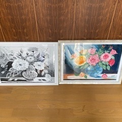 額縁額装　アンティーク調　油彩　花　静物画　薔薇　バラ　ホワイト...