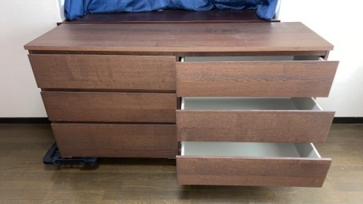 IKEA イケア マルム タンス MALM チェスト（引き出し×6）ブラウン 160x78×48