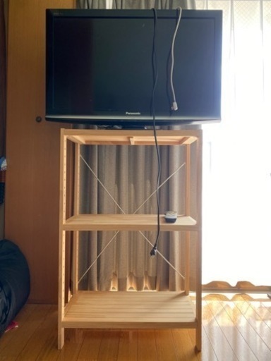 液晶テレビ\u0026お洒落な木製シェルフ