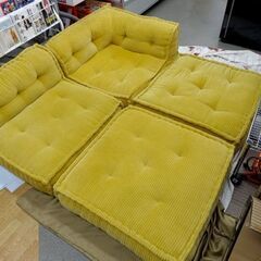 ローソファ フロアソファ コーデュロイ 座椅子ソファ イエロー
