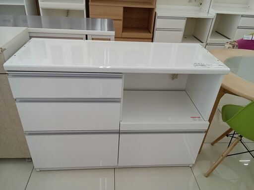 ★ジモティ割あり★  レンジ台 ホワイト H86×D45×W118.5 クリーニング済み HJ2486