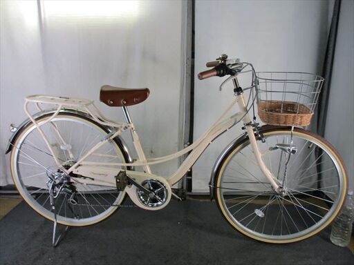 D376　★限定特価★ 中古自転車★美品 アサヒ【　26インチ　アイボリー6段　LEDオートライト 】