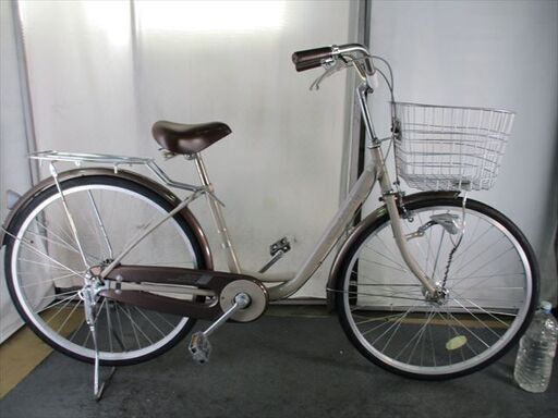 D377　★限定特価★ 中古自転車 【　26インチ　ベージュ　LEDオートライト 】