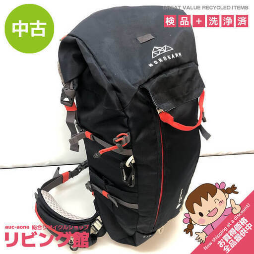 sk0001　登山リュック　30L　ノードカム　バックパック　ブラック　NORDKAMM　黒　ザック　リュック　フロントオープン　鞄　カバン　かばん　ナイロン製　多機能　アウトドア　トレッキング　中古登山リュック